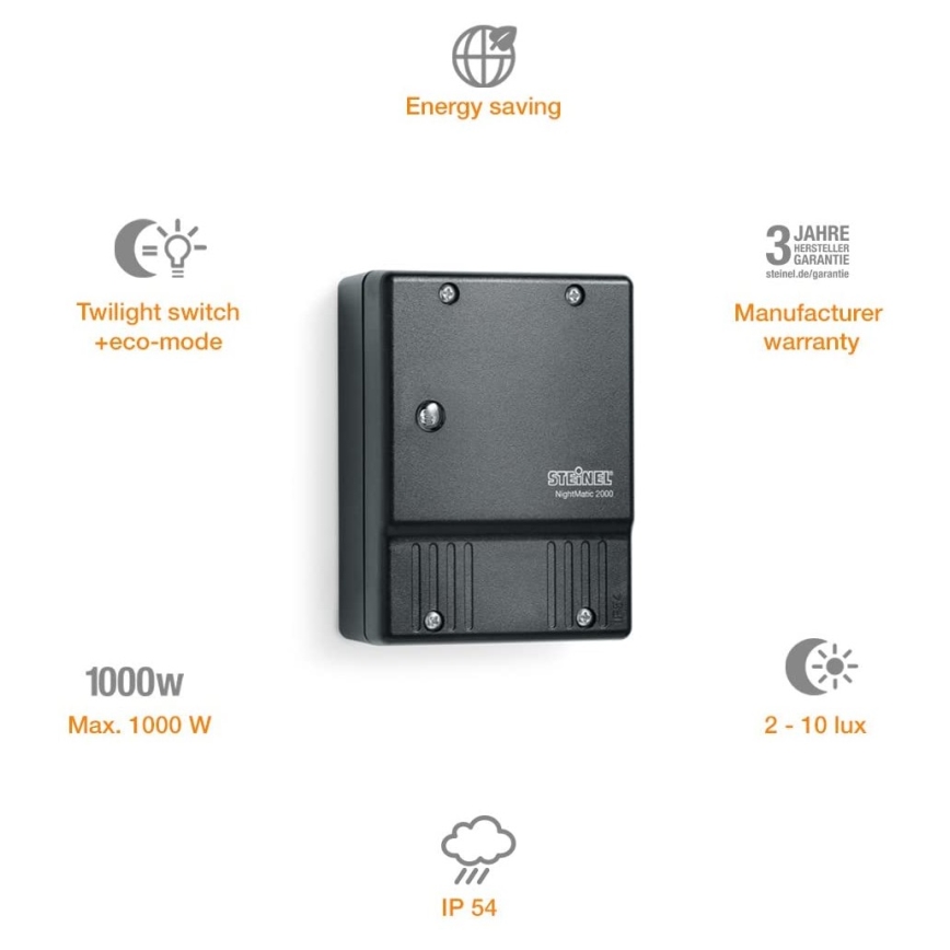 STEINEL 550318 - Χρονοδιακόπτης NightMatic 2000 μαύρος IP54