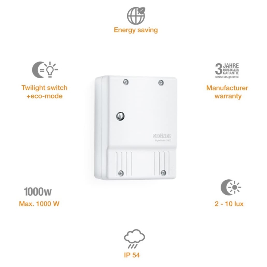 STEINEL 550417 - Αισθητήρας σούρουπου NightMatic 2000 λευκό IP54