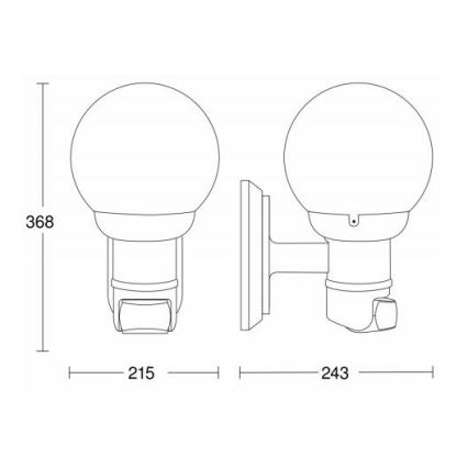 STEINEL 634216 - L 560 S Λάμπα τοίχου εξωτερικού χώρου με αισθητήρα μαύρο IP44