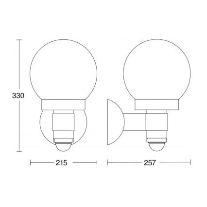 Steinel 657413 - Εξωτερικού χώρου senzorové φως τοίχου L 115 S 1xE27/60W/230V IP44