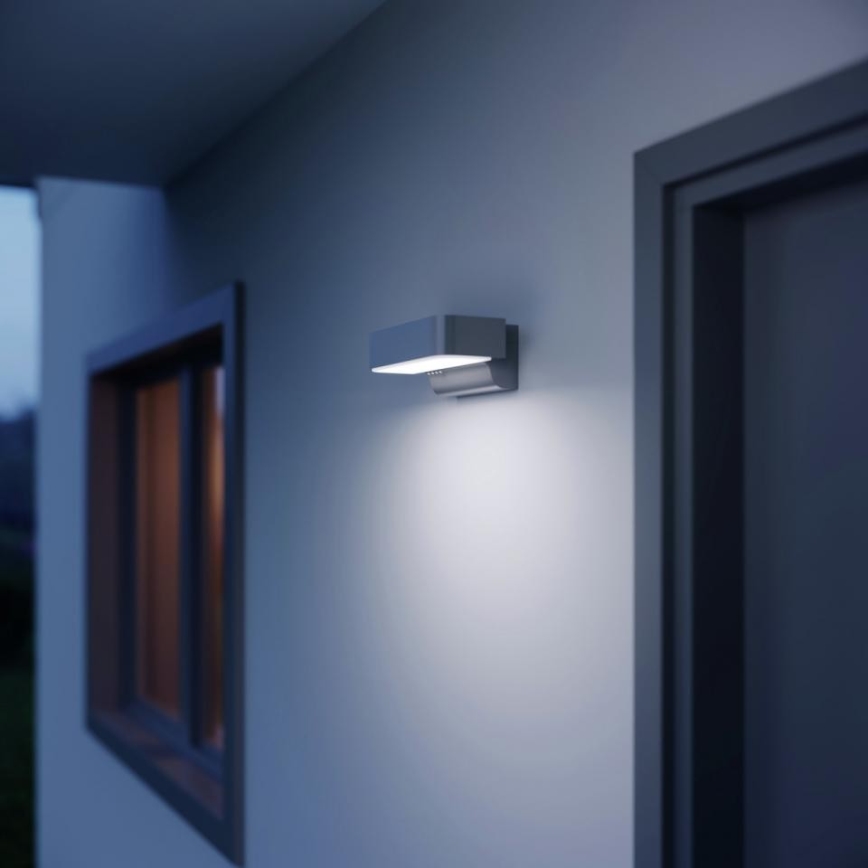STEINEL 87555 - LED Φωτιστικό τοίχου εξωτερικού χώρου με αισθητήρα L 800 SC LED/7,5W/230V IP44 ασημί