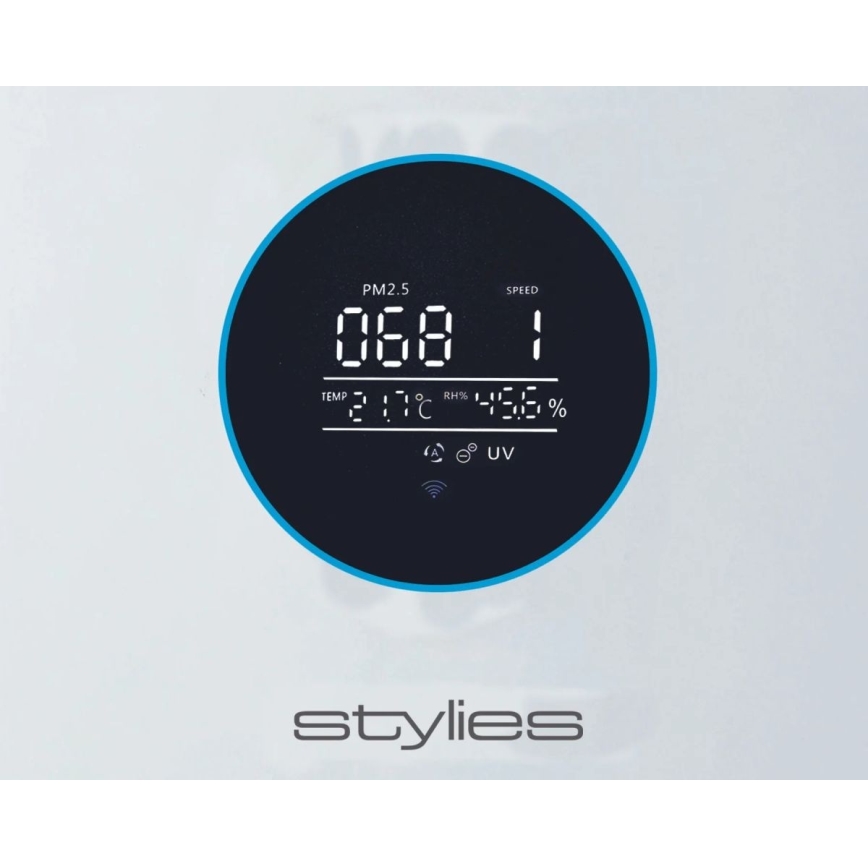 Stylies - Καθαριστής αέρα με υγραντήρα και UV-C λάμπα ALPHA 68W/230V Wi-Fi λευκό