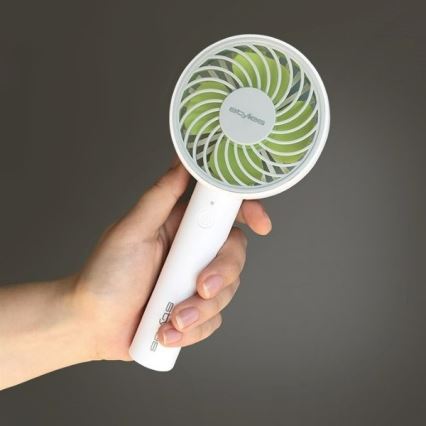 Stylies - Επαναφορτιζόμενος φορητός ανεμιστήρας χειρός LACERTA 4W/5V 2500 mAh λευκός