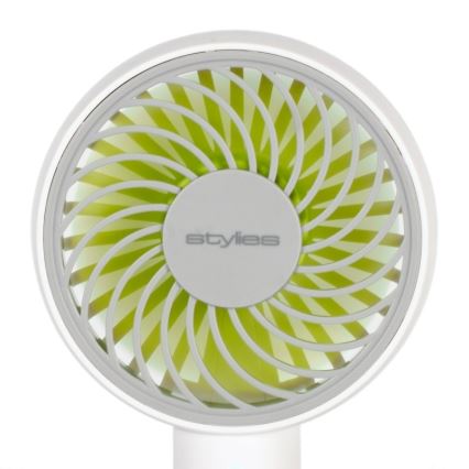 Stylies - Επαναφορτιζόμενος φορητός ανεμιστήρας χειρός LACERTA 4W/5V 2500 mAh λευκός
