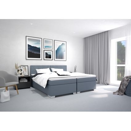 Ταπετσαρισμένο κρεβάτι IDA με στρώμα 90x200 cm μπλε