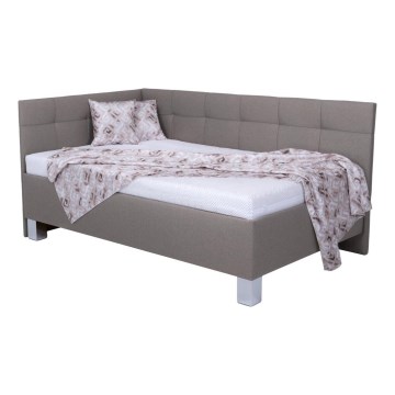 Ταπετσαρισμένο κρεβάτι MARIA PETITE 120x200 cm με στρώμα και αποθηκευτικό χώρο, χρώμα taupe