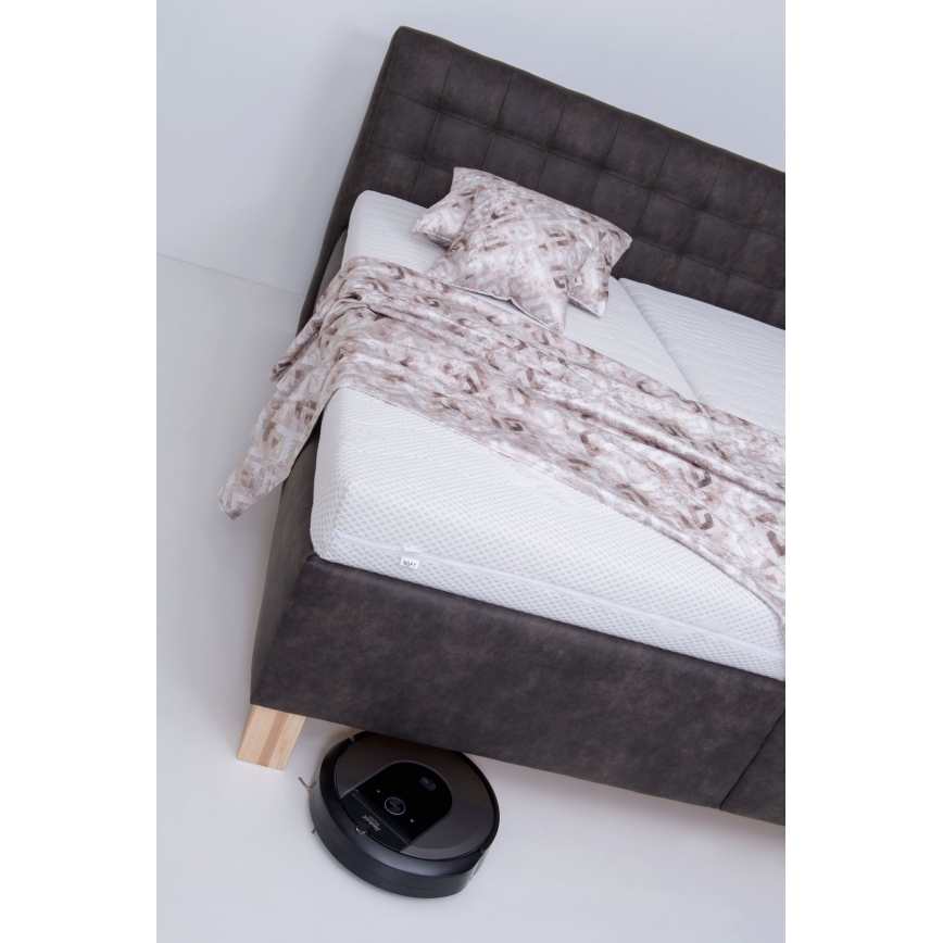 Ταπετσαρισμένο κρεβάτι VIOLET 160x200 cm με αποθηκευτικό χώρο, χωρίς στρώμα, σε σκούρο γκρι