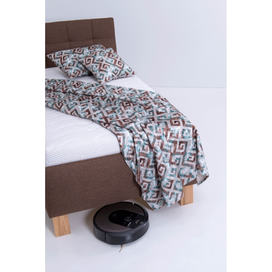 Ταπετσαρισμένο κρεβάτι με αποθηκευτικό χώρο, χωρίς στρώμα MARIA ONE 90x200 cm καφέ