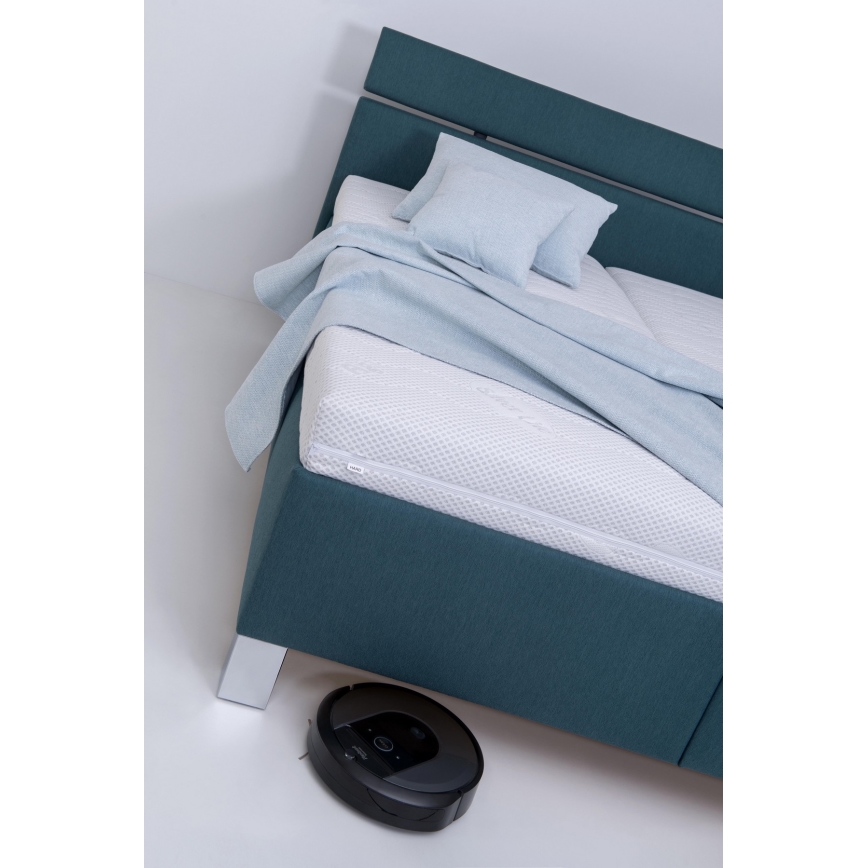 Ταπετσαρισμένο κρεβάτι με στρώμα και αποθηκευτικό χώρο ALIS 180x200 cm πετρόλ