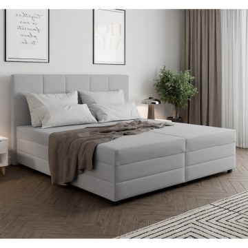 Ταπετσαρισμένο κρεβάτι με ελατηριώδες στρώμα και αποθηκευτικό χώρο ISABEL 160x200 ανοιχτό γκρι