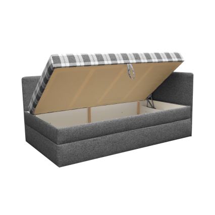 Ταπετσαρισμένο ντιβάνι-κρεβάτι με αναστρέψιμη κεφαλή (αριστερά/δεξιά) ARLY 110x200 cm ανθρακί/λευκό