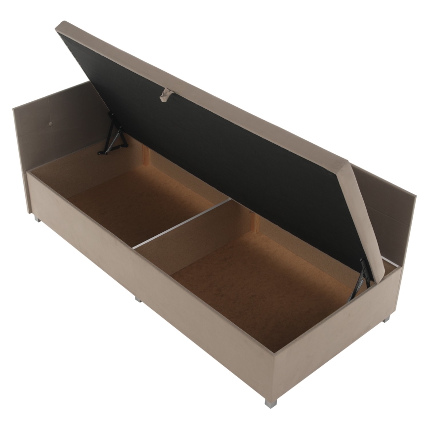 Επενδυμένο ντιβάνι με αναστρέψιμο κεφαλάρι και αποθηκευτικό χώρο AMSTERDAM 90x200 cm μπεζ