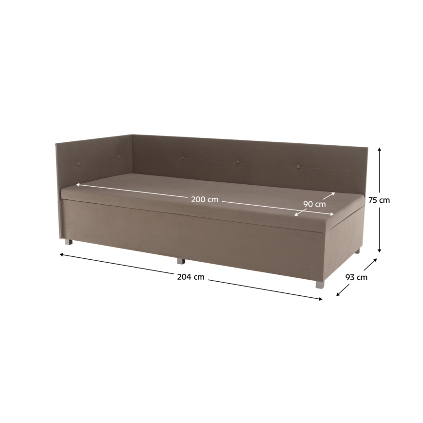 Επενδυμένο ντιβάνι με αναστρέψιμο κεφαλάρι και αποθηκευτικό χώρο AMSTERDAM 90x200 cm μπεζ
