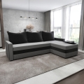Ταπετσαρισμένος, αναστρέψιμος γωνιακός καναπές-κρεβάτι σε σχήμα L BRISTOL, γκρι/μαύρο