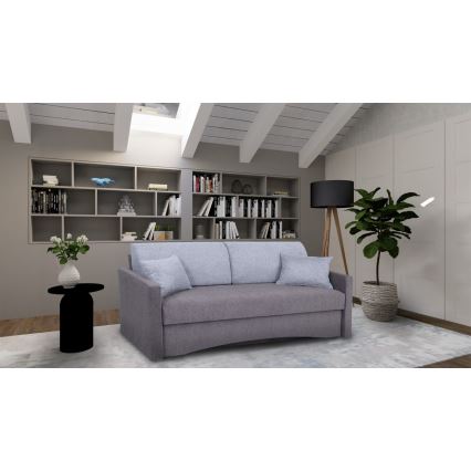 Επενδυμένος τριθέσιος καναπές-κρεβάτι PAUL, κατάλληλος για καθημερινό ύπνο, με υποβραχιόνια, γκρι