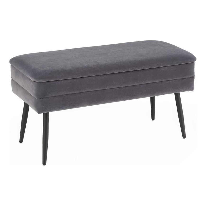 Ταμπουρέ σκαμπό με αποθηκευτικό χώρο VELVA 37x78 cm γκρι