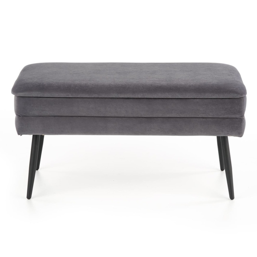 Ταμπουρέ σκαμπό με αποθηκευτικό χώρο VELVA 37x78 cm γκρι