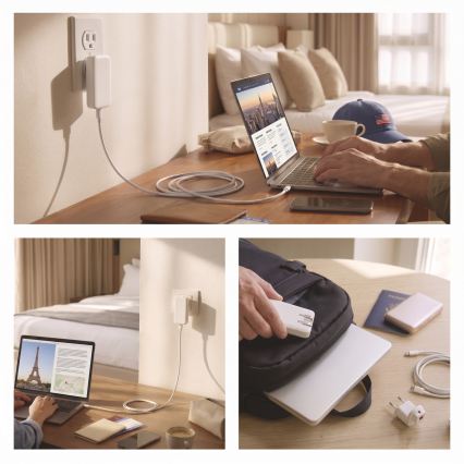 Ταξιδιωτικός αντάπτορας USB GaN με εναλλάξιμα βύσματα 100-250V