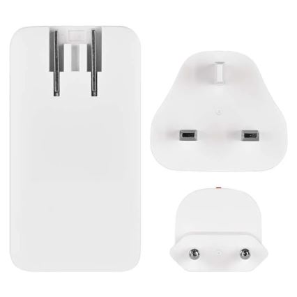 Ταξιδιωτικός αντάπτορας USB GaN με εναλλάξιμα βύσματα 100-250V