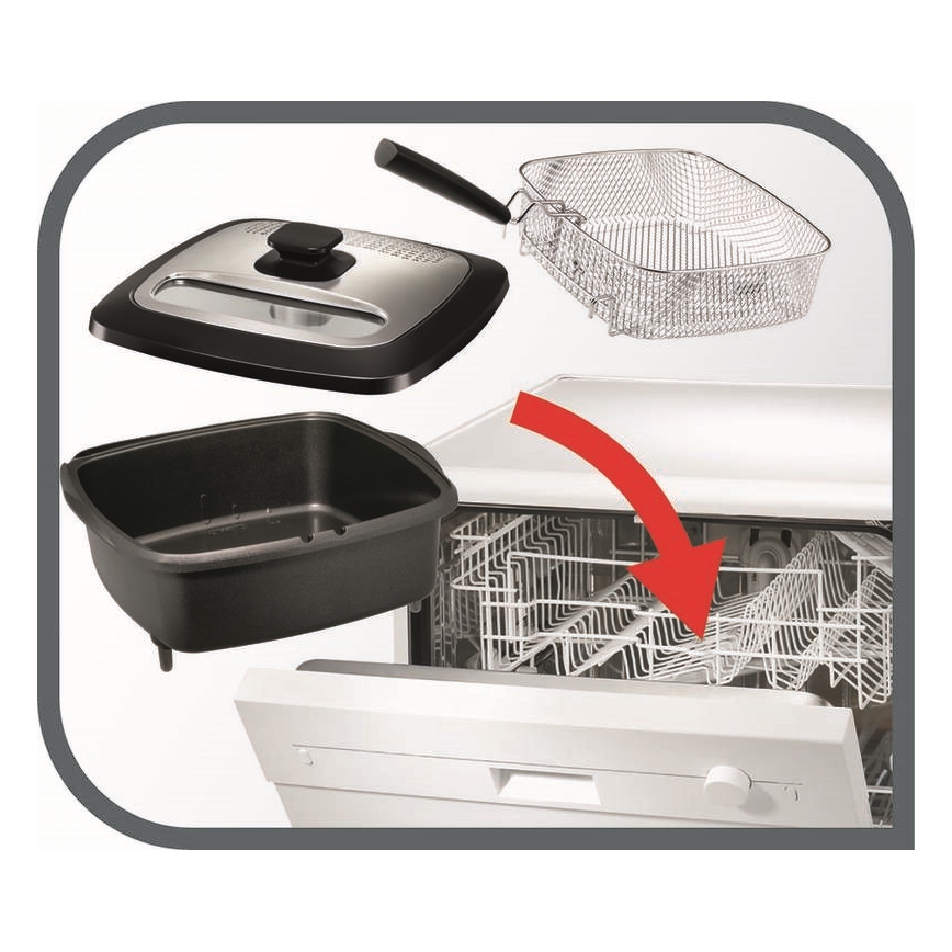 Tefal - Deep fryer 2 l VERSALION DE LUXE 7in1 1600W/230V μαύρο
