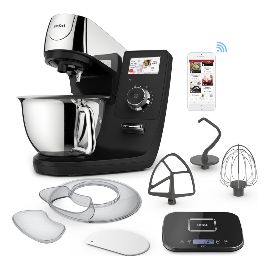 Tefal - Κουζινομηχανή με ενσωματωμένη ζυγαριά I-COACH TOUCH 1200W/230V από ανοξείδωτο ατσάλι