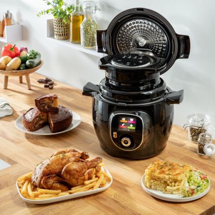Tefal - Πολυλειτουργική ηλεκτρική χύτρα ταχύτητας με αξεσουάρ 6 l 1600W/230V μαύρη