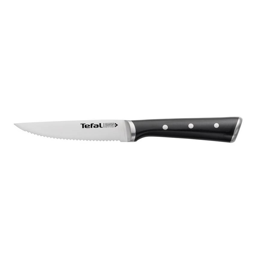 Tefal - Σετ 4 ανοξείδωτων μαχαιριών για μπριζόλα ICE FORCE, 11 εκ., γυαλισμένο χρώμιο/μαύρο