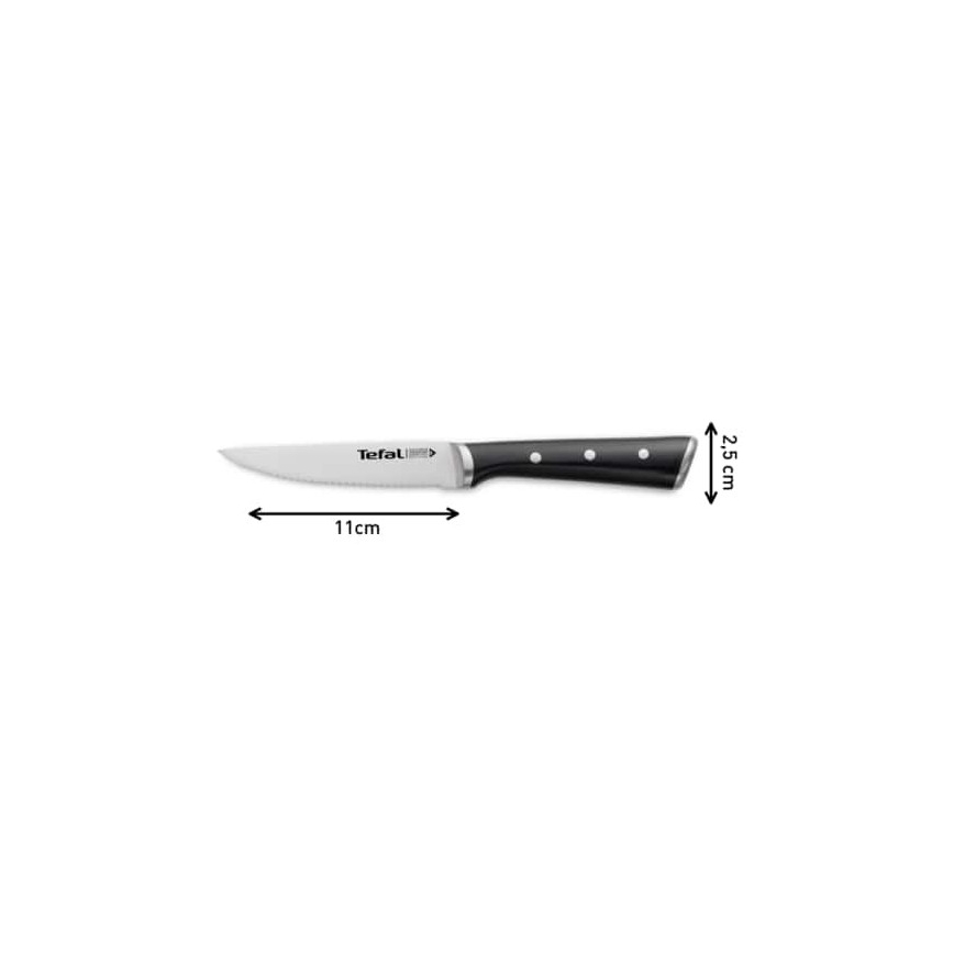 Tefal - Σετ 4 ανοξείδωτων μαχαιριών για μπριζόλα ICE FORCE, 11 εκ., γυαλισμένο χρώμιο/μαύρο