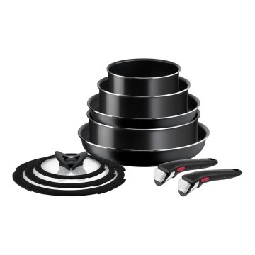 Tefal - Σετ μαγειρικών σκευών 10 τμχ INGENIO EASY COOK & CLEAN BLACK