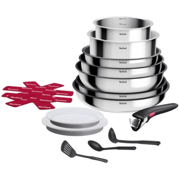 Tefal - Σετ μαγειρικών σκευών 15 τεμ. INGENIO COOK από ανοξείδωτο ατσάλι