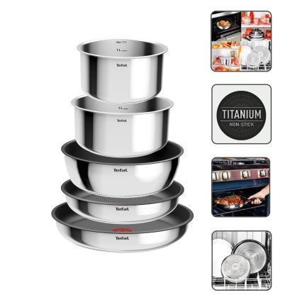 Tefal - Σετ μαγειρικών σκευών INGENIO COOK, 9 τεμ., από ανοξείδωτο ατσάλι