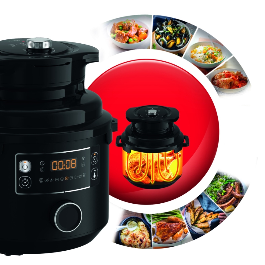 Tefal - Πολυλειτουργική ηλεκτρική χύτρα ταχύτητας 7,6 l 1200W/230V μαύρη