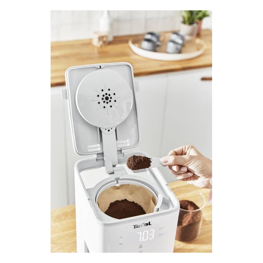 Tefal - Καφετιέρα φίλτρου με οθόνη LCD SENSE 1000W/230V λευκή