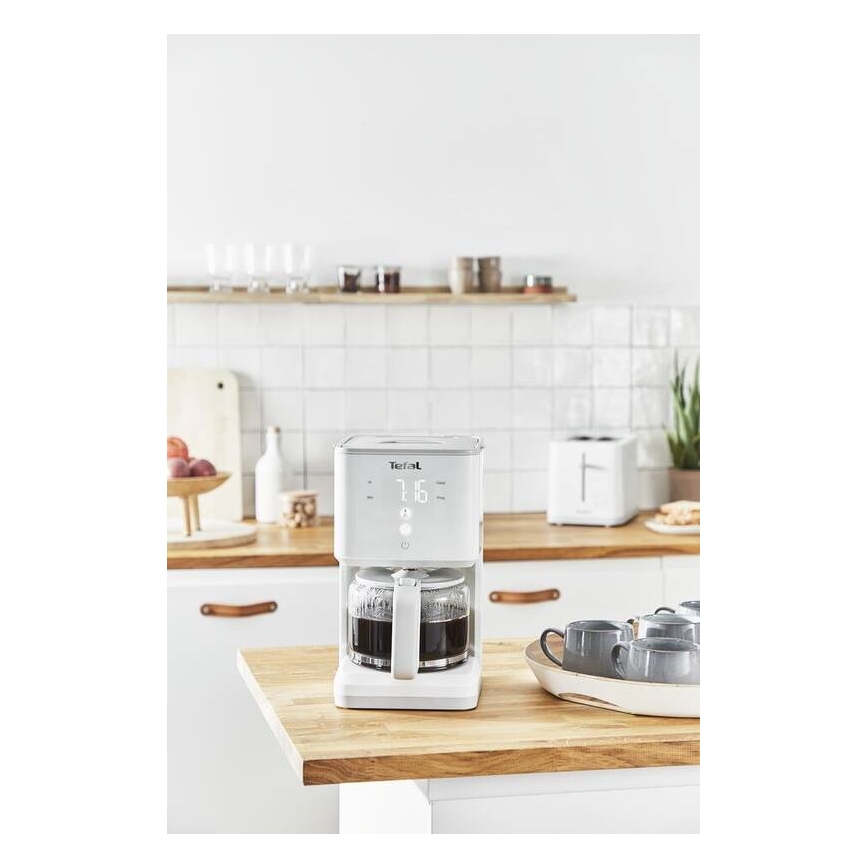 Tefal - Καφετιέρα φίλτρου με οθόνη LCD SENSE 1000W/230V λευκή