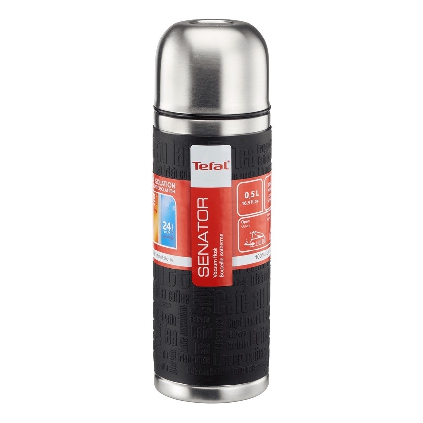 Tefal - Thermos με ένα mug 0,5 l SENATOR ανοξείδωτο ατσάλι/μαύρο