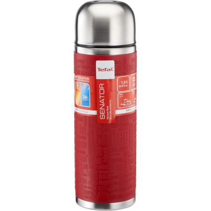 Tefal - Thermos με ένα mug 1 l SENATOR ανοξείδωτο ατσάλι/κόκκινο