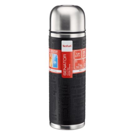 Tefal - Thermos με ένα mug 1 l SENATOR ανοξείδωτο ατσάλι/μαύρο