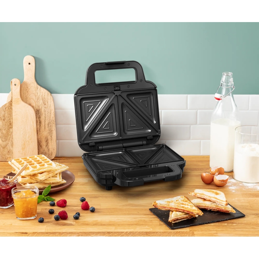 Tefal - Τοστιέρα ULTRA COMPACT 3σε1 700W/230V μαύρο/ματ χρώμιο