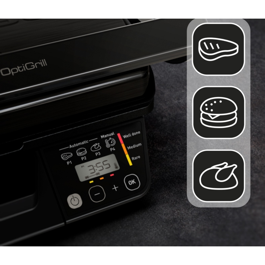 Tefal - Έξυπνο ηλεκτρικό γκριλ Tefal OPTIGRILL 2000W/230V