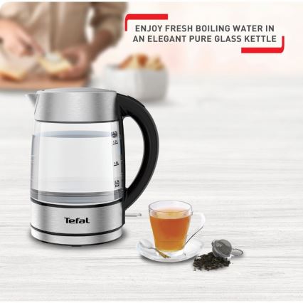 Tefal - Βραστήρας GLASS 1,7 l  2200W/230V ματ χρώμιο
