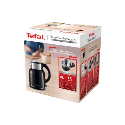 Tefal - Βραστήρας THERMO PROTECT XL 1,9l 1650W/230V ανοξείδωτο ατσάλι/μαύρο
