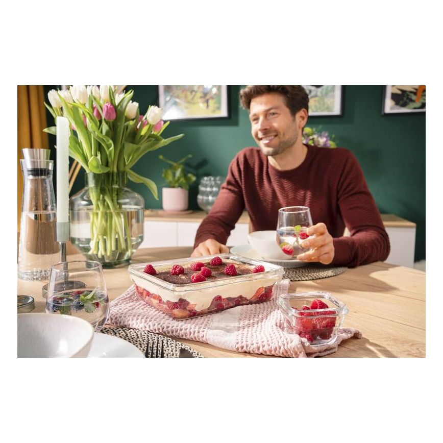 Tefal - Δοχείο αποθήκευσης 3 l MSEAL GLASS κόκκινο/Γυαλί