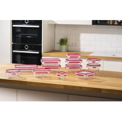 Tefal - Δοχείο τροφίμων 1,1 l MSEAL GLASS κόκκινο/γυάλινο
