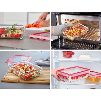 Tefal - Δοχείο τροφίμων 1,3 l MSEAL GLASS κόκκινο/γυαλί