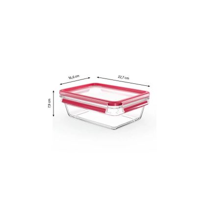Tefal - Δοχείο τροφίμων 1,3 l MSEAL GLASS κόκκινο/γυαλί