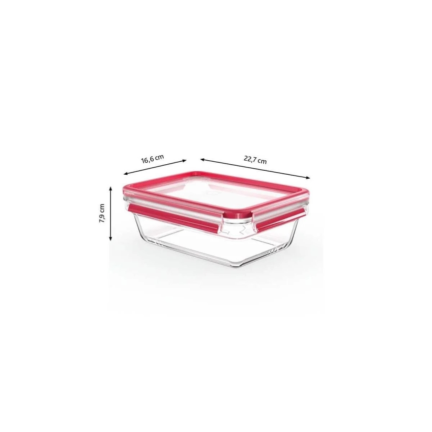 Tefal - Δοχείο τροφίμων 1,3 l MSEAL GLASS κόκκινο/γυαλί
