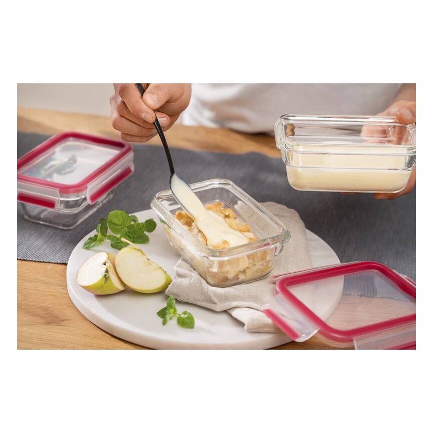 Tefal - Δοχείο αποθήκευσης 1,1 l MSEAL GLASS κόκκινο/Γυαλί