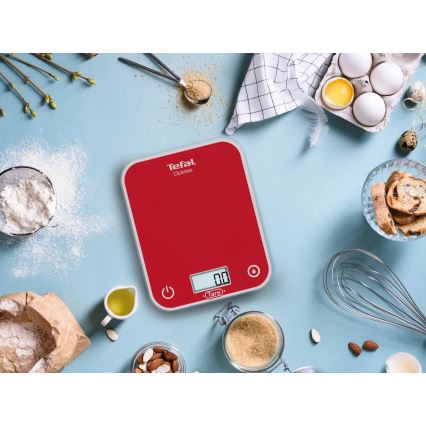 Tefal - Ζυγαριά κουζίνας OPTISS 2xAAA κόκκινο