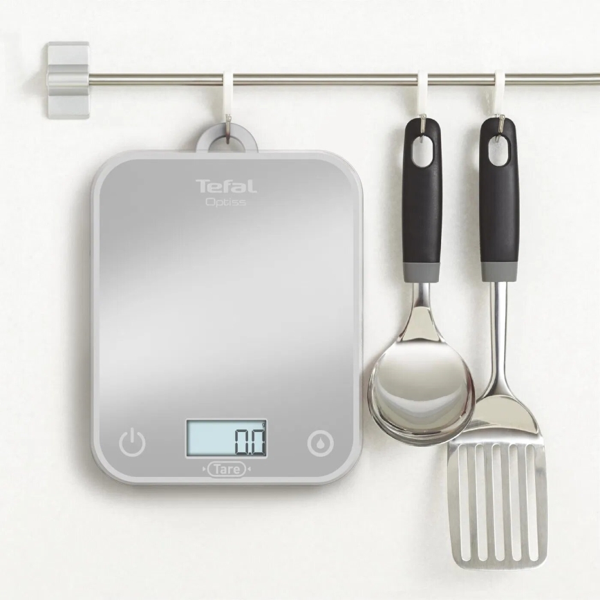 Tefal - Ζυγαριά κουζίνας OPTISS 2xAAA γκρι