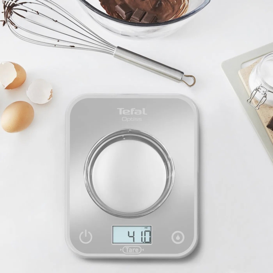 Tefal - Ζυγαριά κουζίνας OPTISS 2xAAA γκρι